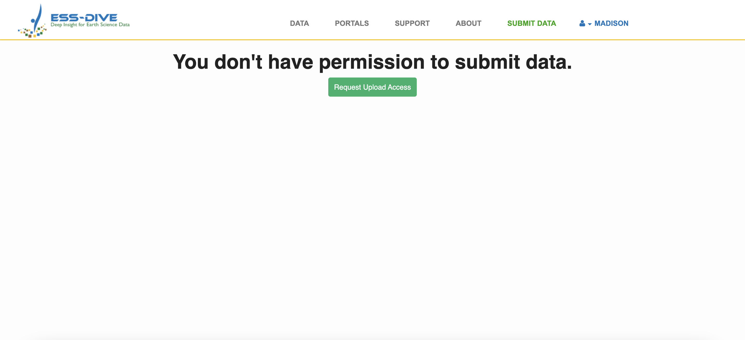 Figure 10. Select the Request Upload Access button to be directed to the registration form.